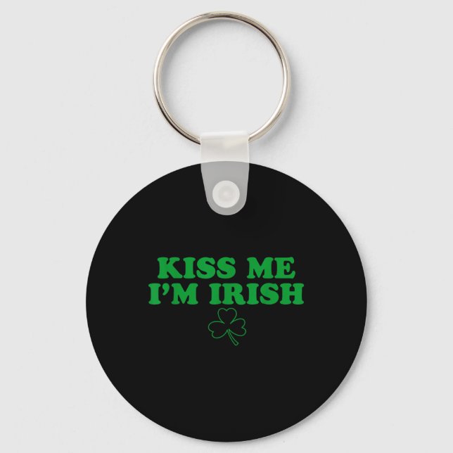 Kiss Me I'm Irish Shamrock  Key Ring (Front)