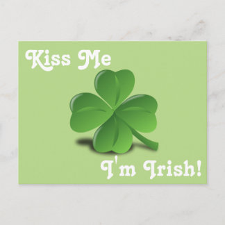 "Kiss Me, I'm Irish" Shamrock St. Patrick's Day Postcard