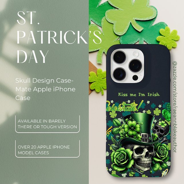 "Kiss Me I'm Irish" Skull iPhone Case-Mate Case (Creator Uploaded)