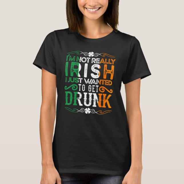 Kiss Me I'm Irish St Patrick Day Drunk Beer Wine W T-Shirt (Front)