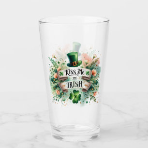 Kiss Me I'm Irish St Patricks Day Glass