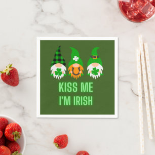 Kiss Me I'm Irish St. Patrick's Day Gnome Shamrock Napkin