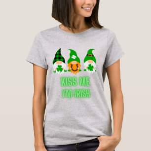 Kiss Me I'm Irish St. Patrick's Day Gnome Shamrock T-Shirt