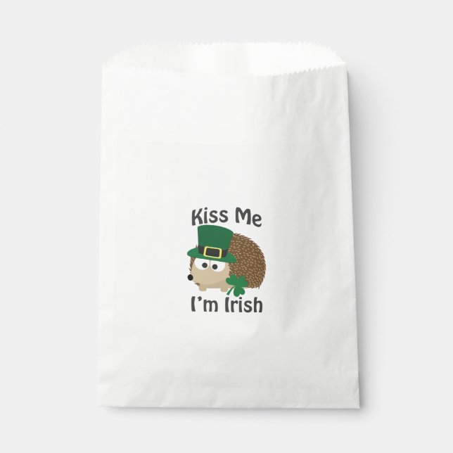 Kiss Me Im Irish St Patricks Day Hedgehog Favour Bags (Front)