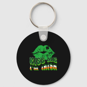 Kiss Me Im Irish St. Patricks Day Lips & Irela Key Ring