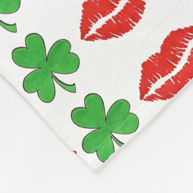 Kiss Me I'm Irish St. Saint Patrick's Day Shamrock Fleece Blanket (Corner)