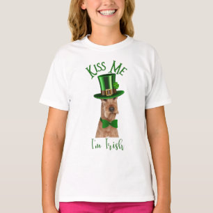 Kiss Me I'm Irish Terrier in Hat with Clover T-Shirt