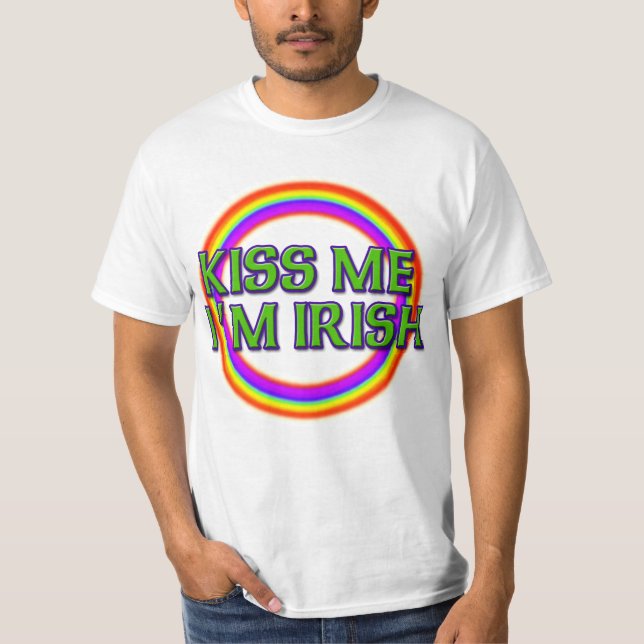 Kiss Me I'm Irish with Full Rainbow T-Shirt (Front)