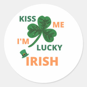 Kiss me i'm lucky irish  classic round sticker