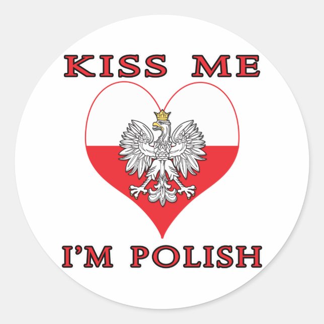 Kiss Me I'm Polish Classic Round Sticker (Front)