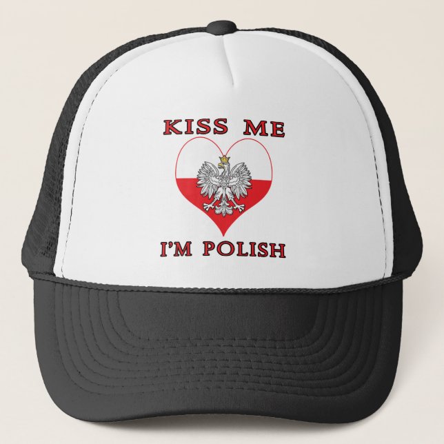 Kiss Me I'm Polish Trucker Hat (Front)