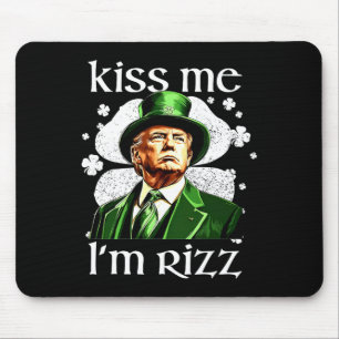 Kiss Me I'm Rizz Trump Shamrock St Patricks Day Mouse Pad
