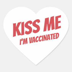 Kiss Me I'm Vaccinated Modern Cute Funny Quote Heart Sticker