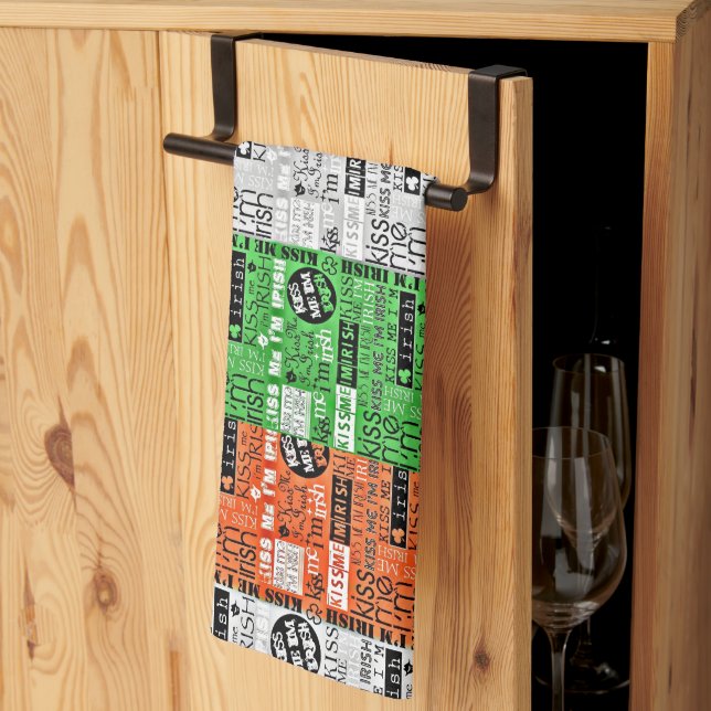 Kiss Me Irish Flag Tea Towel (Thirds Fold)