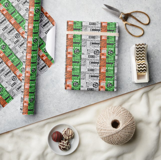Kiss Me Irish Flag Wrapping Paper (Crafts)