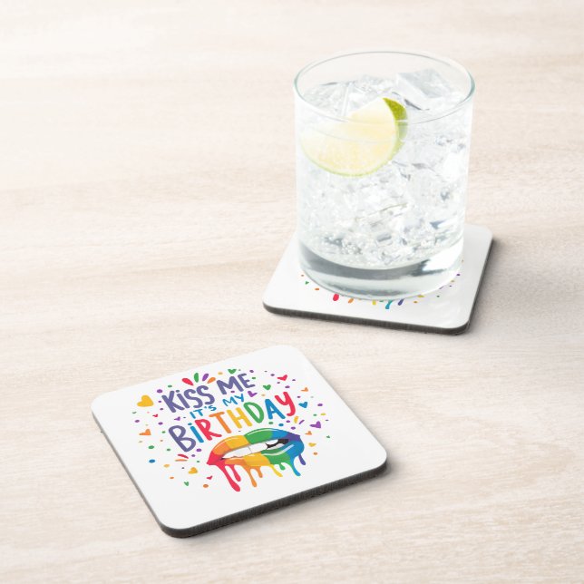 Kiss Me It's My Birthday Coaster (Right Side)