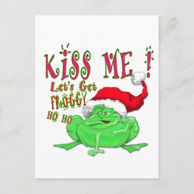 Kiss Me lets get Froggy Postcard (Front)