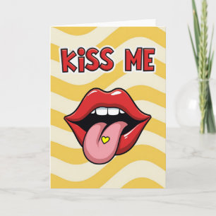 Kiss Me Lips Pop Art Fun Card