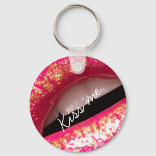 kiss me love lips lipstick background Case-Mate iP Key Ring