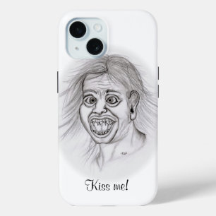 Kiss ME! - Pencil drawing black and white Design iPhone 15 Case