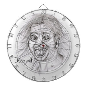 Kiss me! Pencil drawing black and white Design Dartboard