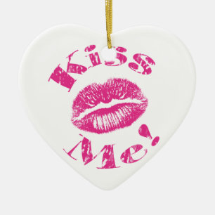 Kiss Me! Pink Lips Ceramic Tree Decoration