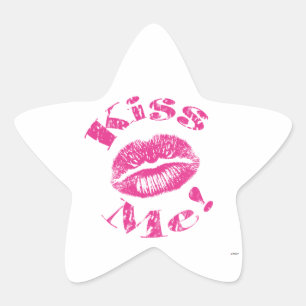 Kiss Me! Pink Lips Star Sticker