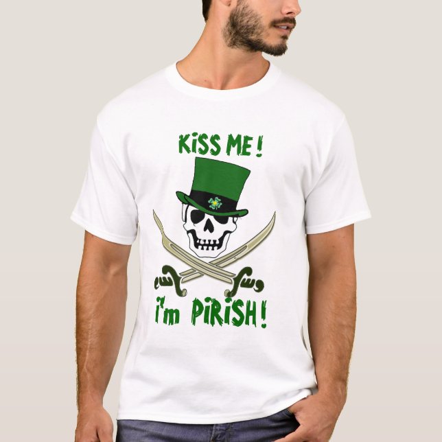 Kiss Me Pirate St. Patrick's Day T-Shirt (Front)