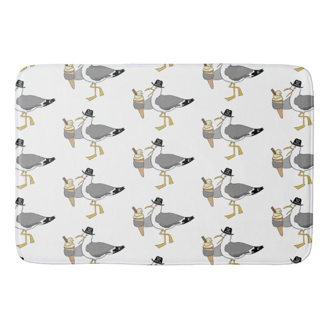 Kiss Me Quick Seaside Seagull Bath Mat (Front)