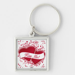 Kiss Me! Red Hearts Key Ring