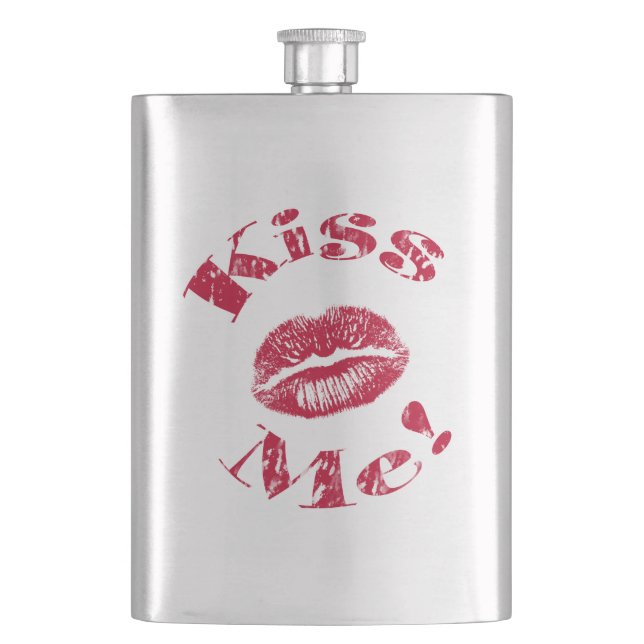 Kiss Me! Red Lips Hip Flask (Front)