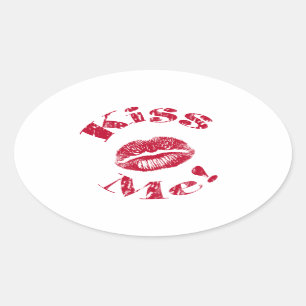 Kiss Me! Red Lips Oval Sticker