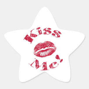 Kiss Me! Red Lips Star Sticker