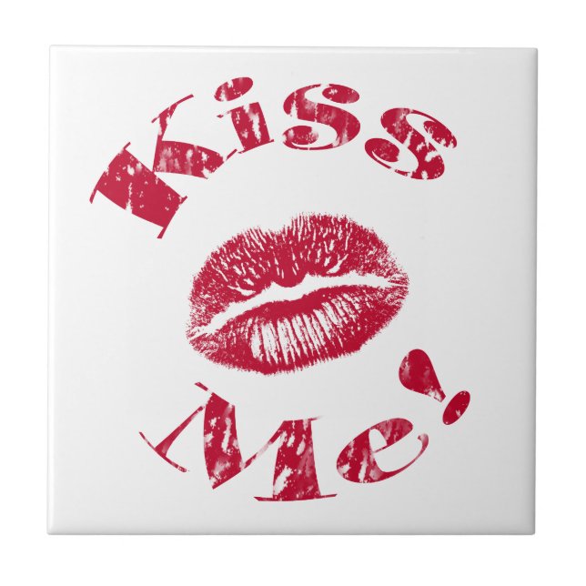 Kiss Me! Red Lips Tile (Front)