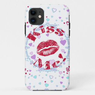Kiss Me! Red Lips With Hearts Case-Mate iPhone Case