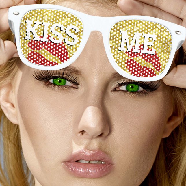 KISS ME retro Shades / Fun Party Sunglasses Gold (Creator Uploaded)