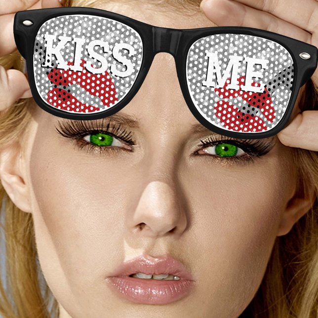 KISS ME retro Shades / Fun Party Sunglasses Silver (Creator Uploaded)