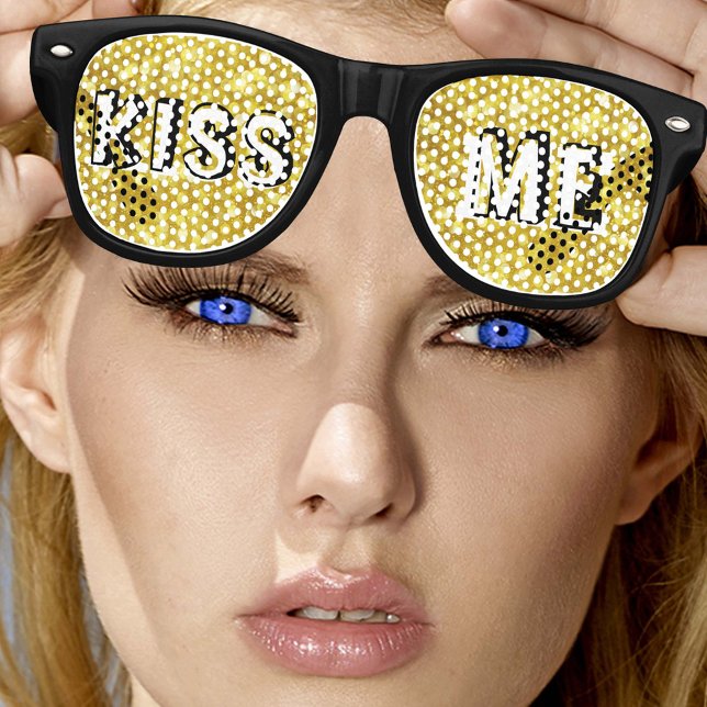 KISS ME retro Shades golden / Fun Party Sunglasses (Creator Uploaded)