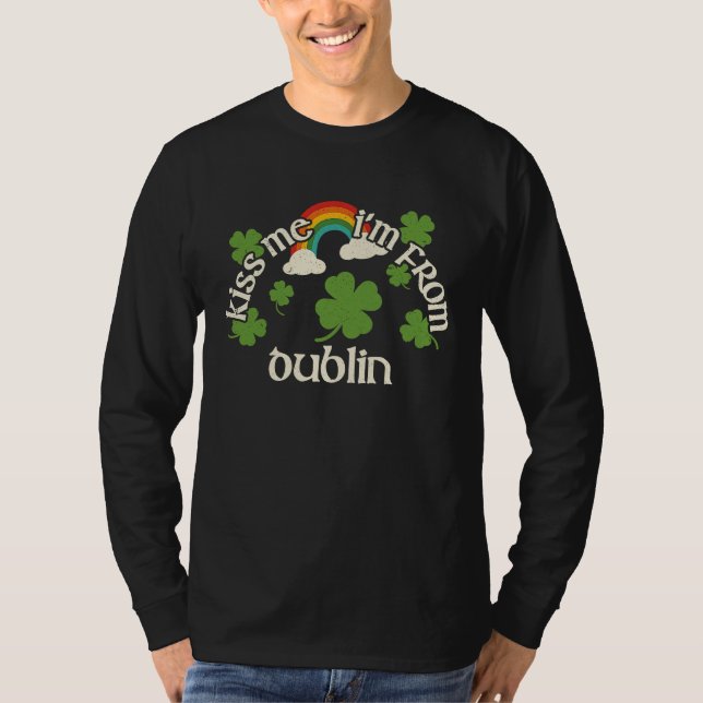 Kiss Me Shamrock  City St Patrick's Day Dublin T-Shirt (Front)