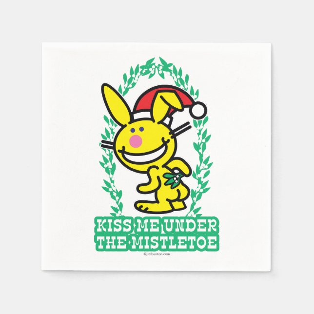 Kiss Me Under The Mistletoe Napkin (Front)