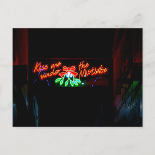 Kiss me Under the Mistletoe Postcard