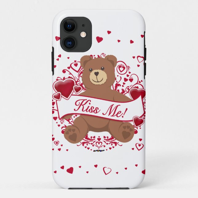 Kiss Me! Valentine's Day Teddy Bear Case-Mate iPhone Case (Back)