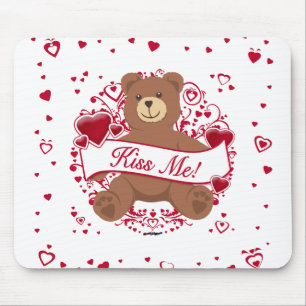 Kiss Me! Valentine's Day Teddy Bear Mouse Pad