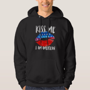Kiss Mee Im American Flag Lips 4th Of Julyy Hoodie