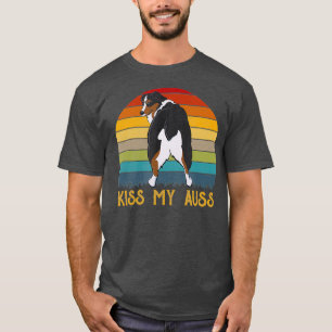 Kiss My A Funny Aie Mum Australian Shepherd 70s T-Shirt
