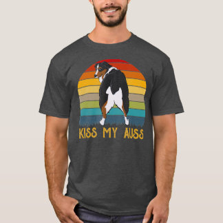 Kiss My A Funny Aie Mum Australian Shepherd 70s T-Shirt