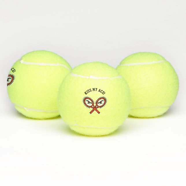 Kiss my ace crossed rackets logo custom tennis balls (Multi)