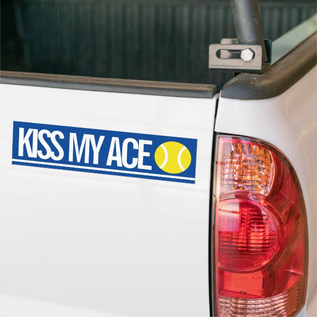 Kiss My Ace funny bumper sticker for car or truck (On Truck)
