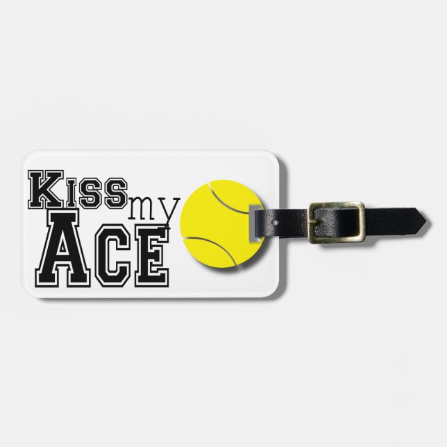Kiss My Ace Luggage Tag - Monogram! (Front Horizontal)