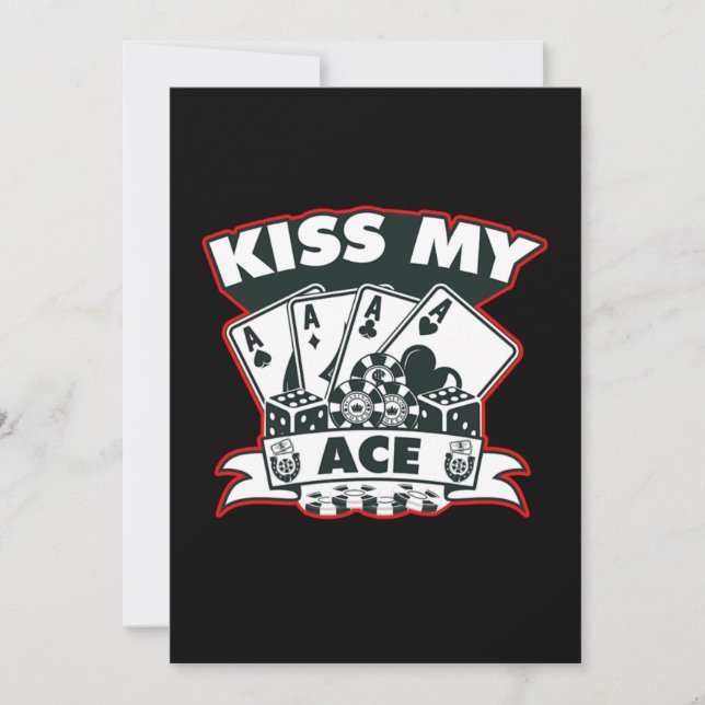 Kiss My Ace Poker Player Casino Cards Gambler Gift (Front)